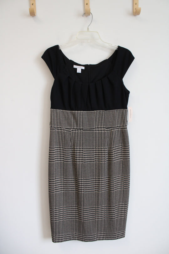 NEW Dressbarn Black & Brown Herringbone Wide Neck Dress | 10