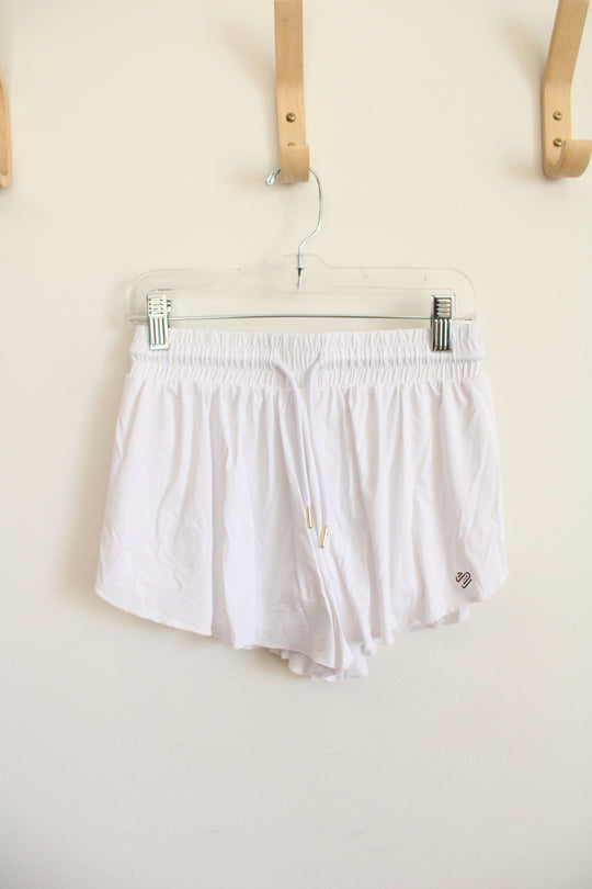 Justice White Athletic Shorts | Youth M (10)