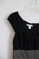 NEW Dressbarn Black & Brown Herringbone Wide Neck Dress | 10