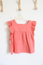 NEW Cat & Jack Pink Ruffled Eyelet Sleeves Cotton Top | Youth L (10/12)