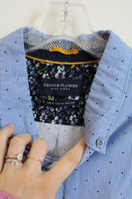 Denim & Flower Blue Pinstripe Dotted Button Down Shirt | XL
