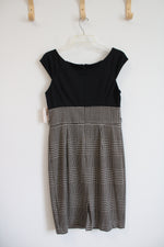 NEW Dressbarn Black & Brown Herringbone Wide Neck Dress | 10