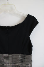 NEW Dressbarn Black & Brown Herringbone Wide Neck Dress | 10