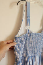 NEW Pretty Garden Blue and White Striped Sleeveless Dress | M