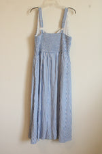 NEW Pretty Garden Blue and White Striped Sleeveless Dress | M