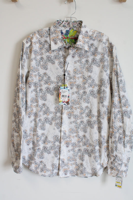 NEW Robert Graham White Gordonia Multi Co9lored Button Down Shirt | M