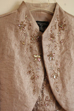 R&M Richards Beige Champagne Beaded 2-Piece Dress and Jacket Set | 10P