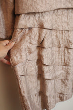 R&M Richards Beige Champagne Beaded 2-Piece Dress and Jacket Set | 10P