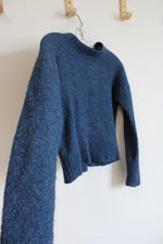 Everlane Blue Mock Neck Crop Sweater | S