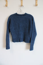 Everlane Blue Mock Neck Crop Sweater | S