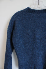 Everlane Blue Mock Neck Crop Sweater | S