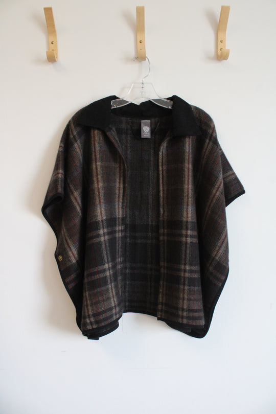 Vince Camuto Black Plaid Soft Poncho Sweater | One Size