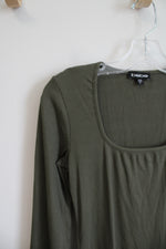 Bebe Olive Green Ribbed Long Sleeved Dress | S