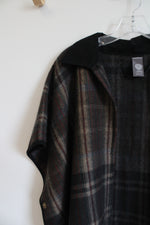 Vince Camuto Black Plaid Soft Poncho Sweater | One Size