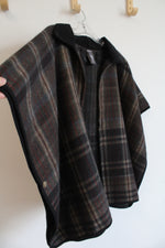 Vince Camuto Black Plaid Soft Poncho Sweater | One Size