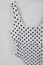 NEW Teenbell White Navy Blue Polka Dotted Bodysuit Tank | XL