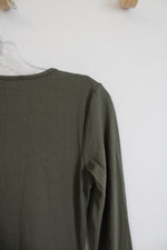 Bebe Olive Green Ribbed Long Sleeved Dress | S