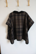 Vince Camuto Black Plaid Soft Poncho Sweater | One Size