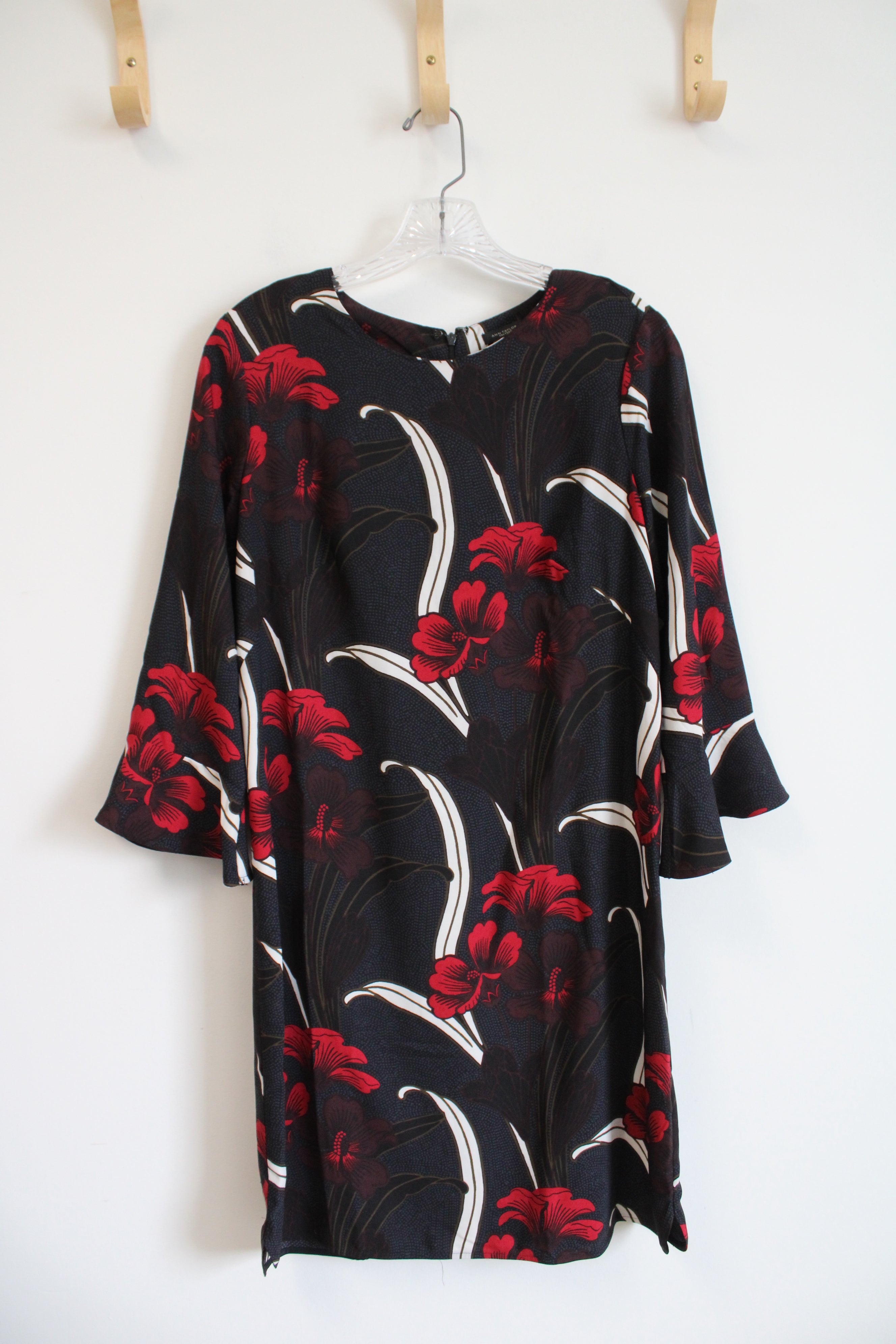 Ann Taylor Black Red Floral 3/4 Sleeve Dress | 8 Jubilee Thrift Ann Taylor Black Red Floral 3/4 Sleeve Dress | 8 Jubilee Thrift