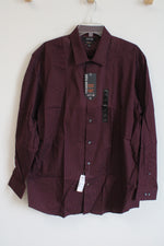 NEW APT. 9 Burgundy Dotted Premier Flex Button Down Shirt | 18 34/35