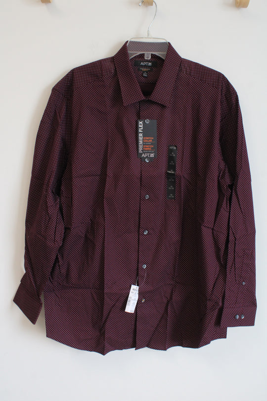 NEW APT. 9 Burgundy Dotted Premier Flex Button Down Shirt | 18 34/35