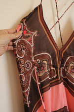 NEW Jump Apparel Pink and Brown Multi Paisley Sleeveless Maxi Dress | 3/4