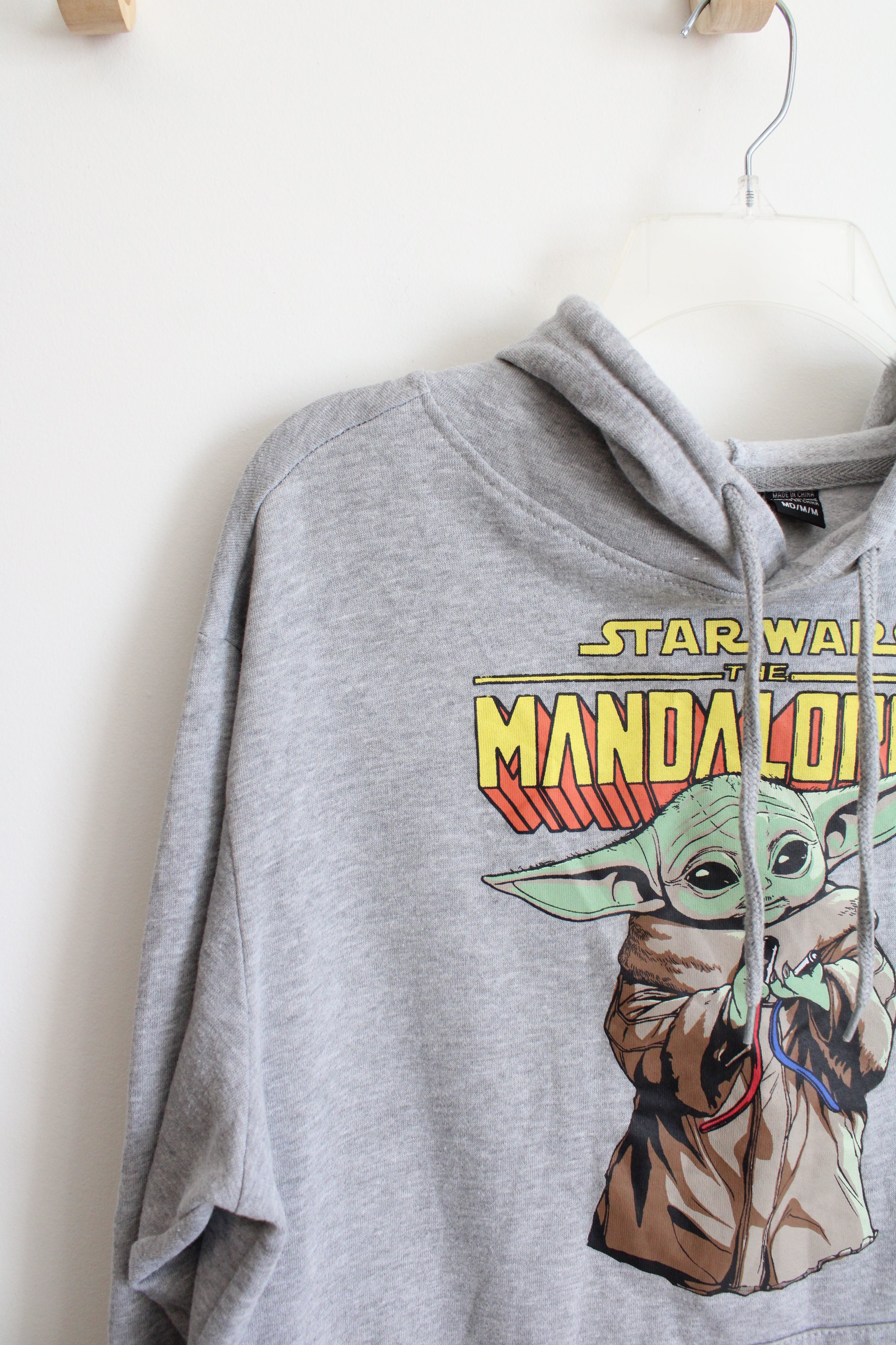 Star Wars The Mandalorian Baby Yoda Gray Hoodie | M