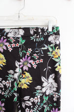 H&M Black Yellow Purple Floral Pants | 8