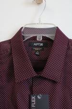 NEW APT. 9 Burgundy Dotted Premier Flex Button Down Shirt | 18 34/35