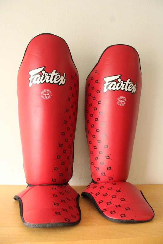 Fairtex SP5 Competition Size Large Red Shin Guards