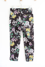 H&M Black Yellow Purple Floral Pants | 8