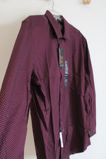 NEW APT. 9 Burgundy Dotted Premier Flex Button Down Shirt | 18 34/35