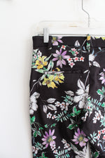 H&M Black Yellow Purple Floral Pants | 8