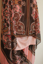 NEW Jump Apparel Pink and Brown Multi Paisley Sleeveless Maxi Dress | 3/4