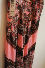 NEW Jump Apparel Pink and Brown Multi Paisley Sleeveless Maxi Dress | 3/4