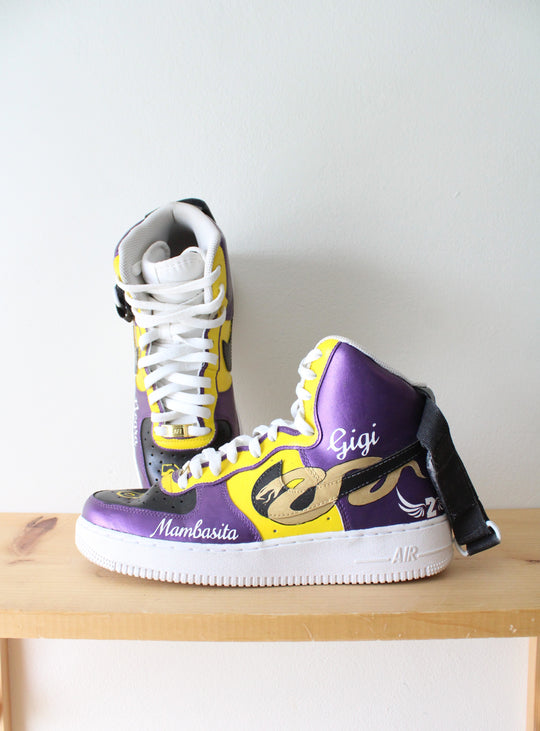 Nike Air Force 1 Kobe & Gigi Bryant Custom Hand Painted High Top Sneakers | Size 9