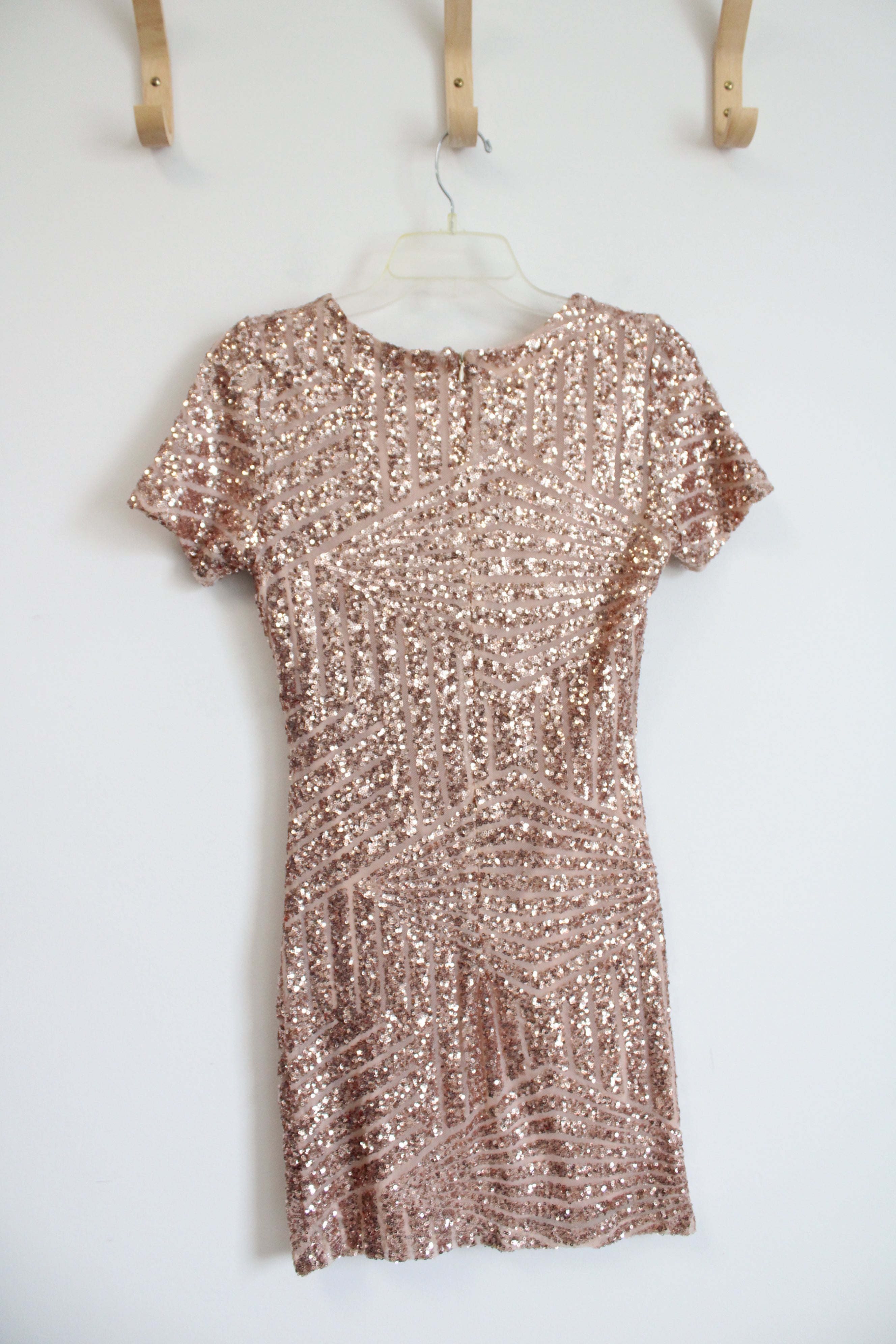 Verty Champagne Sequined Sheath Dress | S