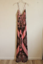 NEW Jump Apparel Pink and Brown Multi Paisley Sleeveless Maxi Dress | 3/4