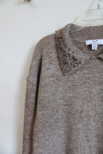 Magaschoni Brown Knit Studded Collar Sweater | XL