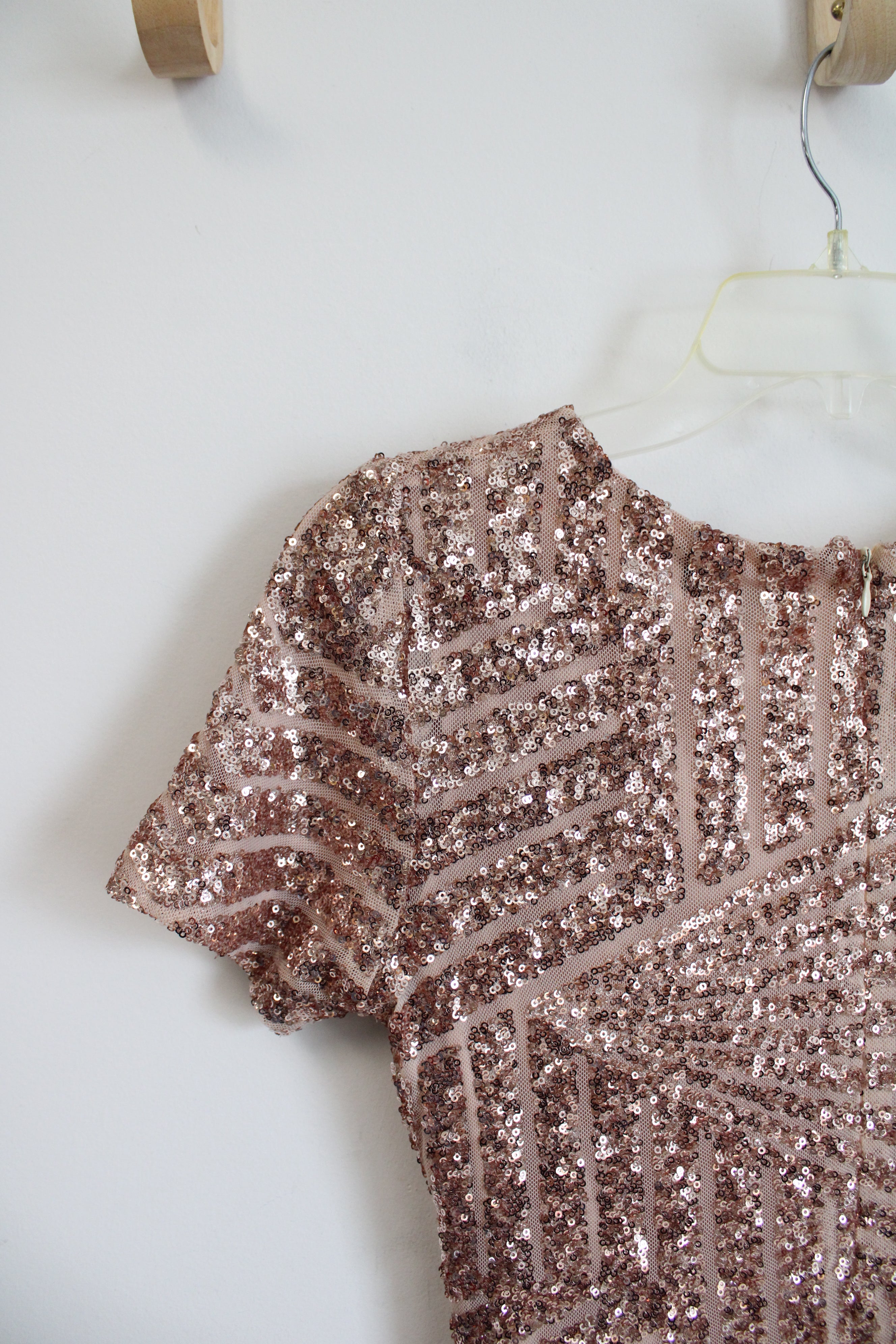 Verty Champagne Sequined Sheath Dress | S