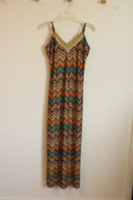 NEW New York & Company Multicolor Chevron Metallic Knit Sleeveless Dress | M