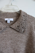 Magaschoni Brown Knit Studded Collar Sweater | XL