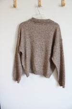 Magaschoni Brown Knit Studded Collar Sweater | XL