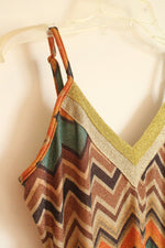 NEW New York & Company Multicolor Chevron Metallic Knit Sleeveless Dress | M