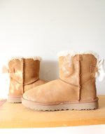 Ugg Mini Bailey Bow Gold Glitter Chestnut Boots | Size 6