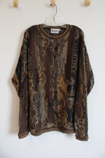 Megalos Vintage Brown Retro Print Sweater | XL Tall