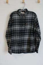 Hollister Dark Gray Plaid Flannel | M