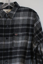 Hollister Dark Gray Plaid Flannel | M