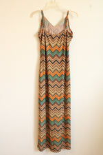 NEW New York & Company Multicolor Chevron Metallic Knit Sleeveless Dress | M