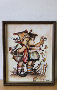 Vintage Hummel Framed Wall Art Print German Kids By Evans | 8X10